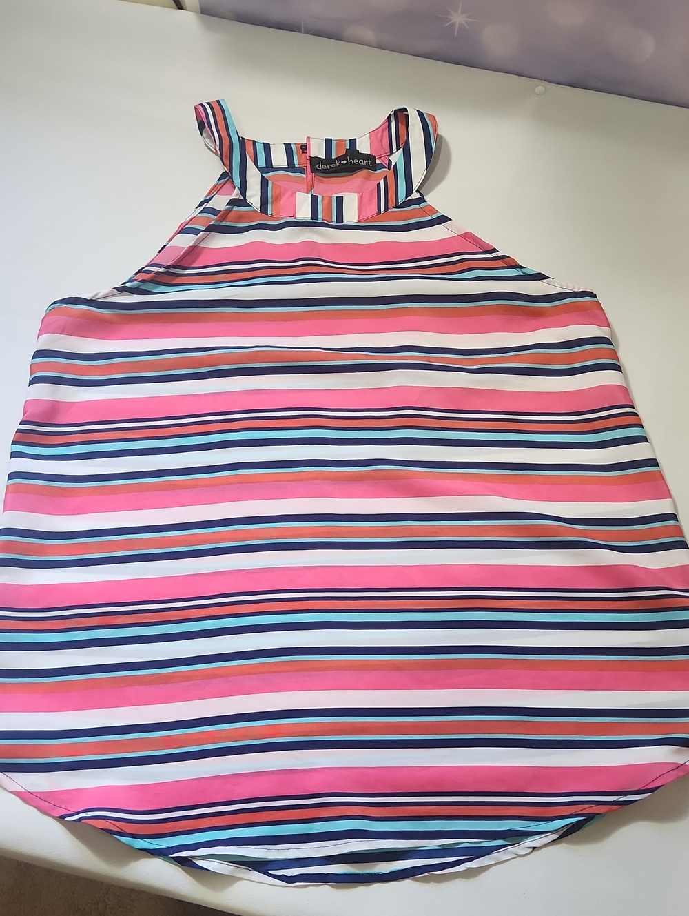 Derek Heart Pink Multi-Stripe Halter Tank